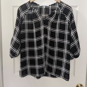 Black and White Plaid Blouse